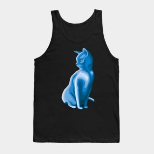 Cat Contour Line Art - Icy Blue Tank Top
